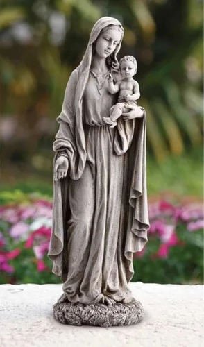 Miniatura 2 de Avalon Gallery Escultura al aire libre - Colección de jardín mariano para el hogar o la iglesia, 23 pulgadas de alto, Virgen con niño
