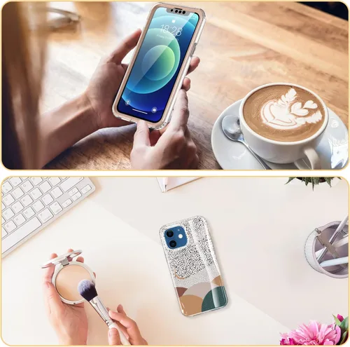 Miniatura 6 de Esdot Funda compatible con iPhone 12, iPhone 12 Pro con protector de pantalla integrado, con diseño de moda para mujeres y niñas, funda protectora
