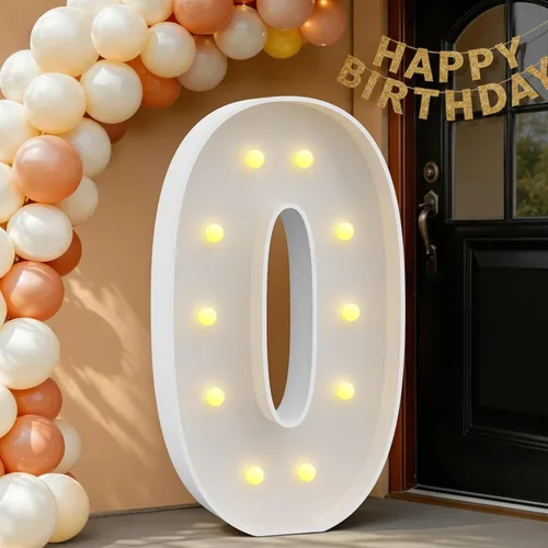 Miniatura 9 de IMPRSV Letras de mosaico iluminadas de marquesina, 4 pies para globos y fiestas, decoración de kit de arco