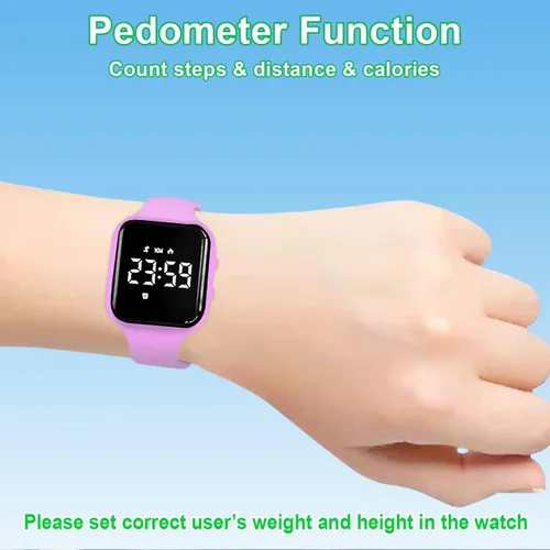 Miniatura 3 de Fitness Pedometer Watch Without App/Bluetooth,IP67 Waterproof LED Sports Watch with Timer Calories/Distance/Step Counter/2 Alarm Clocks, 21 Days