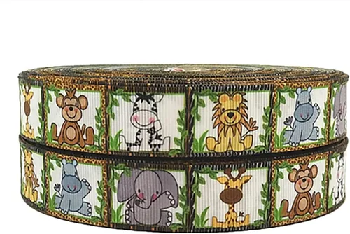 Miniatura 2 de 7/8" Welcome to The Jungle Grosgrain Ribbon DIY Hair Bows Crafts 3 yardas