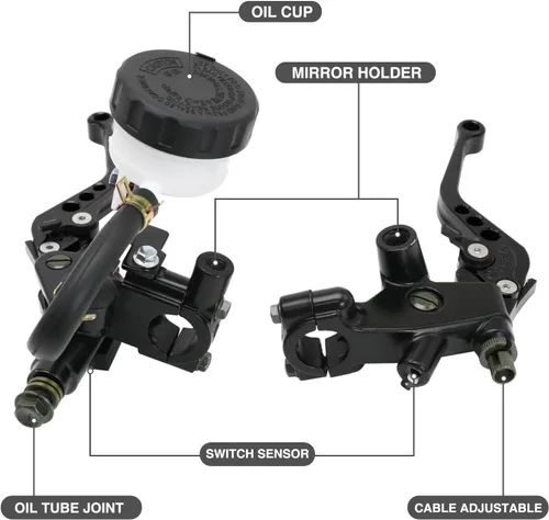 Miniatura 5 de Juego de palancas de embrague y freno de manubrio de motocicleta de 7/8 pulgadas 22 mm, cilindro maestro universal compatible con motocicleta, moto