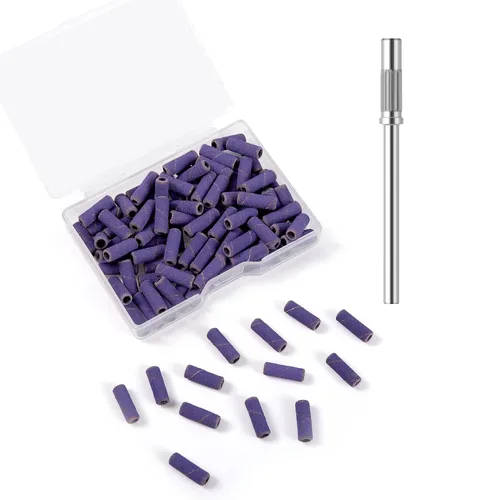 Miniatura 16 de 100 piezas de bandas pequeñas de lijado de uñas para taladro de uñas, bits mini de 3.1mm de mandril de lijado de uñas de grano 80 para uñas