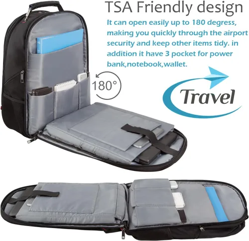 Miniatura 3 de Mochila de viaje para portátil, capacidad extra grande, compatible con TSA y puerto de carga USB, impermeable, para hombre y mujer, para negocio