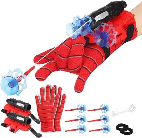Miniatura 8 de 2 Piezas Lanzador de Telaraña de Muñeca - Lanzatelarañas de Alta Precisión para Cosplay, Juego de Roles y Diversión al Aire Libre - Correa