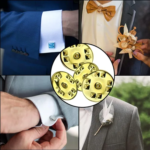 Miniatura 6 de 100 piezas traseras de alfiler, parte trasera de pasador de bloqueo de metal, embrague de latón para broche, corbata, sombrero, insignia, reemplazo