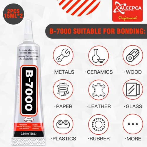 Miniatura 2 de B-7000 - Pegamento artesanal para hacer joyas - 15ml/0.5oz (Paquete de 2) - Pegamento super adhesivo multifunción B-7000, pegamento líquido de Gris