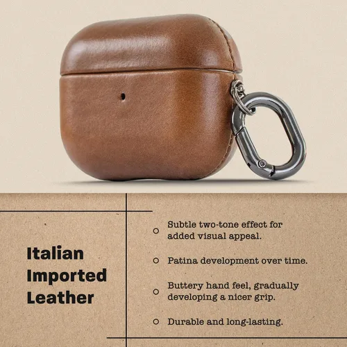 Miniatura 3 de Funda de piel italiana de primera calidad hecha a mano - Para AirPods Pro (solo 2.ª generación) - Efecto de dos tonos con pátina única a lo largo