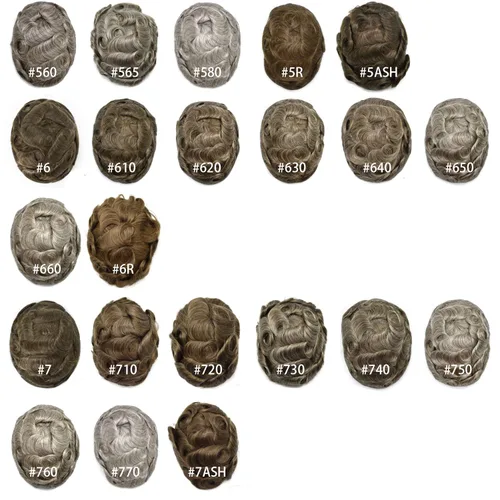 Miniatura 186 de Toupee para hombres nudos blanqueados hombres toupee hairpieces europeo virgen sistema de reemplazo de cabello humano suave encaje francés hombres