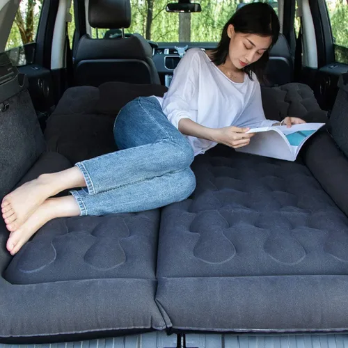 Miniatura 3 de Colchón inflable portátil de aire para automóvil, asiento trasero con bomba con 3 boquillas y almohadas para viajes autónomos al aire libre