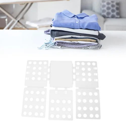 Miniatura 3 de Carpeta de ropa, tabla plegable para camisas, rápido y fácil de plegar, material de PP portátil para viajes (blanco)