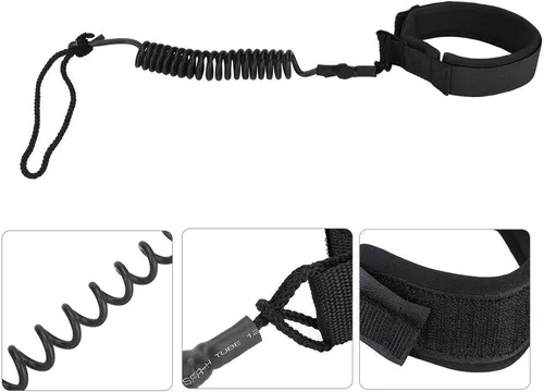 Miniatura 9 de Surfing Leg Leash,Stand Up Paddle Board Coiled Spring Leg Foot Rope Surfing Leash for Surfboard (black)