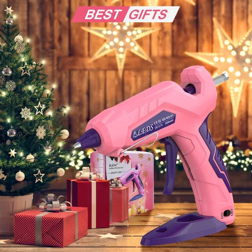 Miniatura 6 de BLEDS Pistola de pegamento caliente inalámbrica, kit de mini pistola de pegamento de precalentamiento rápido con 30 barras de pegamento y estuche