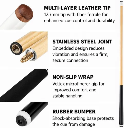 Miniatura 2 de Billiards Accessory Kit – Pool Cue Sticks, Balls, Triangle Rack, Chalk, Brushes, Gloves & Manual Scoreboard – All-in-One Kit for Home Game Room