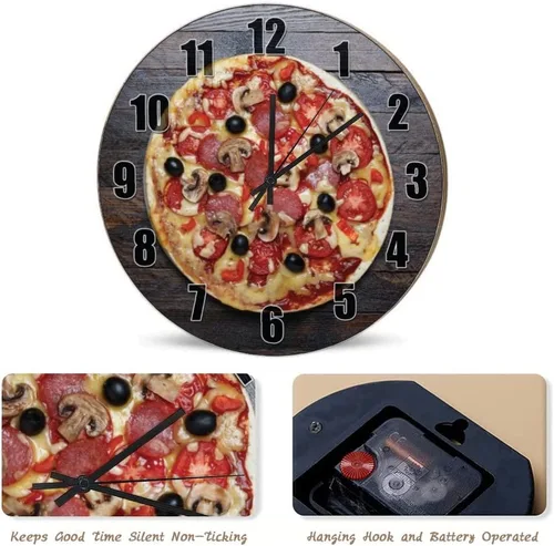 Miniatura 5 de ArogGeld Reloj de pared rústico de donas de chocolate, relojes colgantes de madera, decoración de cocina, relojes redondos de madera, decoración