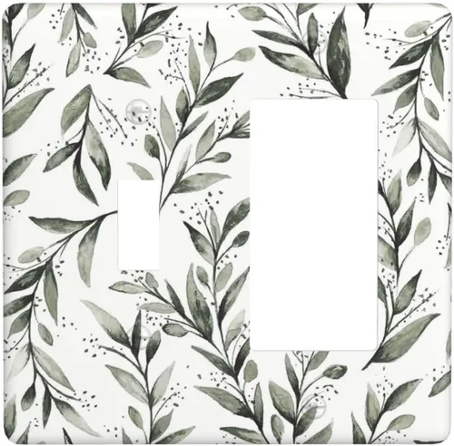 Miniatura 96 de Placa de pared dúplex de receptáculo de dispositivo de 1 gang de madera envejecida blanca gris con veta de tablón, cubierta de enchufe eléctrico