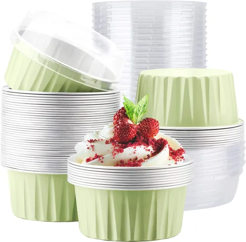 Miniatura 8 de EUSOAR Forros para cupcakes para hornear, 50 forros para magdalenas de 5 onzas, moldes de papel de aluminio desechables, recipientes de postre, 5