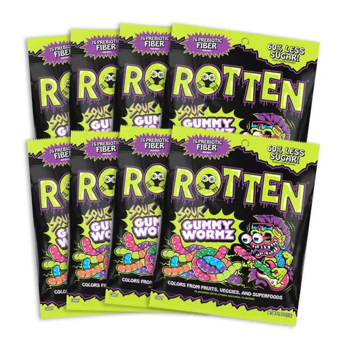Miniatura 18 de Rotten Original Gummy Cruncheez - Bajo en azúcar, bajas calorías, 5g de fibra prebiótica amigable para el intestino, dulce sin gluten, sin