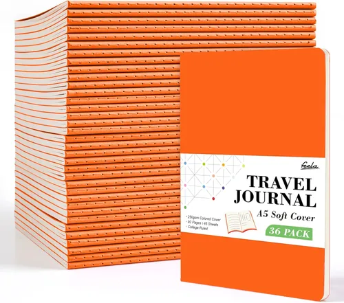 Miniatura 25 de Feela - Paquete de 36 cuadernos de tapa blanda en blanco, a rayas, para viajes, para mujeres y hombres, cuadernos para escribir, cuadernos rayados