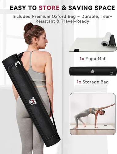 Miniatura 7 de HAPBEAR Large Yoga Mat 72"x30" - 5mm Thick PU Top & Rubber Bottom - Non-Slip Wide Exercise Mat with Dual Layers - High Shock Absorption for