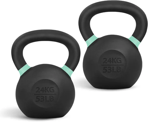 Miniatura 24 de Yes4All Powder Coated Kettlebell, Cast Iron Core Kettlebells with Non-Slip Handle & Flat Bottom for Conditioning, Heavy Duty for Strength Training