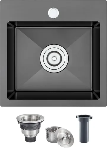 Miniatura 18 de Fregadero de cocina empotrable cepillado de 22 pulgadas, Fregadero de preparación de barra de cocina de montaje superior de acero inoxidable SUS304