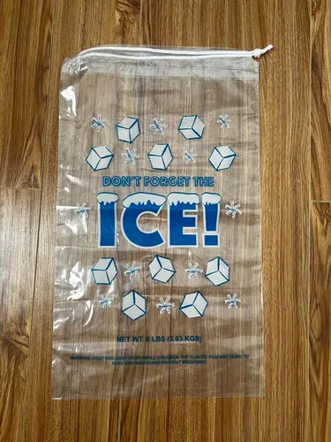 Miniatura 3 de Bolsas de hielo de plástico con cordón, 8 libras., Transparente