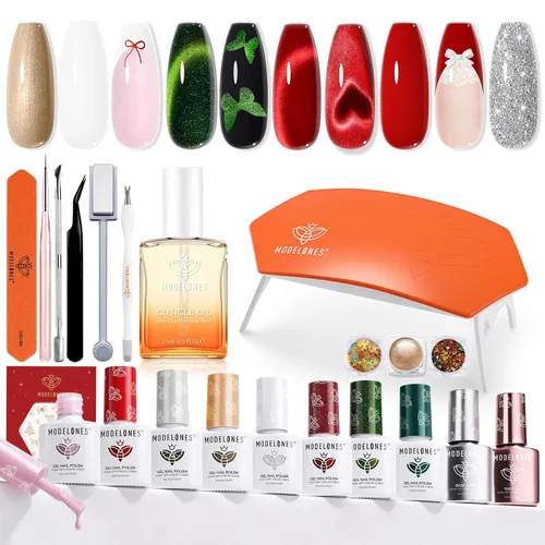 Miniatura 36 de Modelones Kit de estampado de uñas a cuadros de 16 piezas, sello de punta francesa, esmalte de gel de pintura blanca y negra, a prueba de polvo