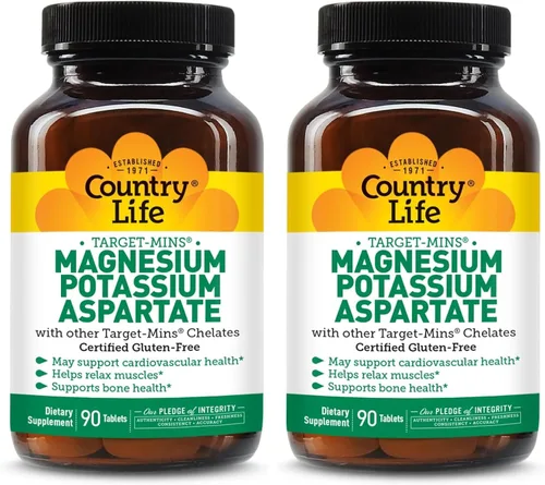 Miniatura 8 de Country Life Target-Mins Aspartato de potasio y magnesio, 600 mg/198 mg, 90 tabletas, certificado sin gluten, certificado vegano