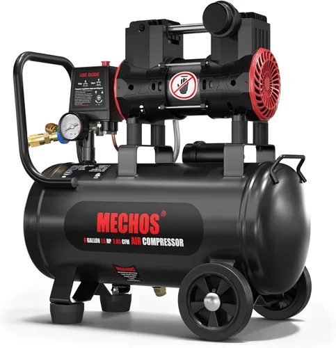Miniatura 9 de Compresor de aire portátil con tanque de acero de 3 galones, 1.15 HP 2.2 CFM @ 90 PSI, compresor de aire sin aceite de 116 PSI máx. para garaje, uso