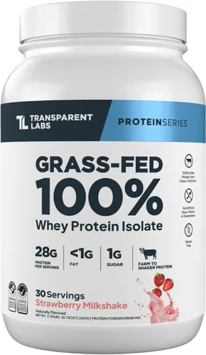 Miniatura 11 de Transparent Labs Aislado de proteína de suero de leche alimentado con pasto, sabor natural, sin gluten, proteína de suero en polvo con 0.99 oz