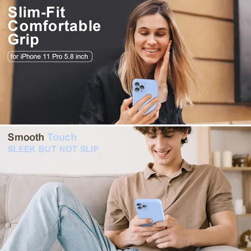 Miniatura 2 de Vooii Funda compatible con iPhone 11 Pro, silicona líquida mejorada con bordes planos, protección de cámara, forro de microfibra antiarañazos suave