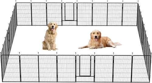 Miniatura 17 de Corralito portátil para perros, valla de ejercicio de metal resistente para mascotas, corral para interiores y exteriores, corral para mascotas