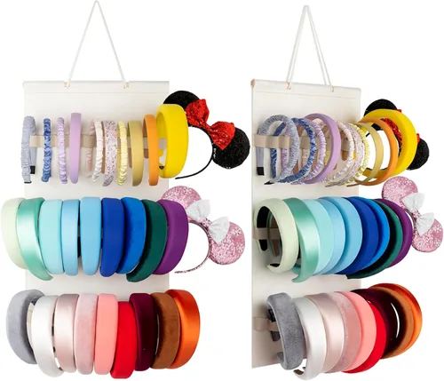 Miniatura 8 de Organizador colgante para diademas para niñas, organizador de diademas de fieltro, organizador de almacenamiento para diademas (sin diademas) (Negro)