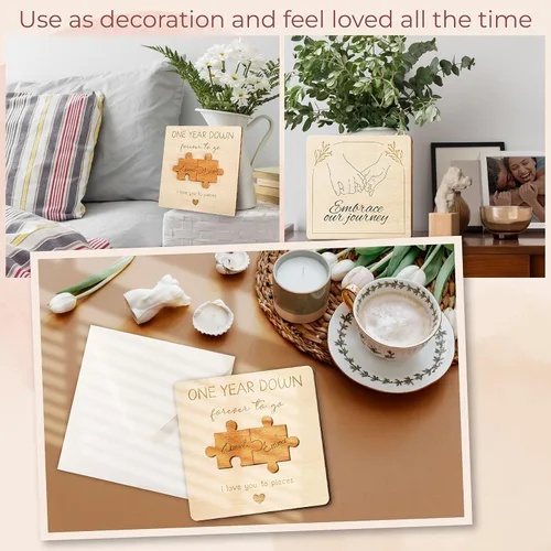 Miniatura 5 de STOFINITY Tarjeta de Aniversario de 1 Año para Novio Novia - Tarjetas de Feliz Primer Aniversario para Hombres, 1ª Tarjeta de Citas de Papel