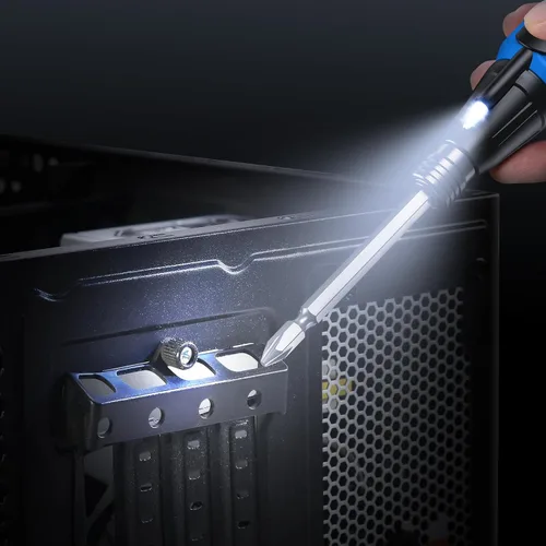 Miniatura 7 de LOFICOPER Juego de destornilladores eléctricos, mini kit de destornilladores inalámbricos con soportes para puntas, luz de trabajo LED, cable de Azul