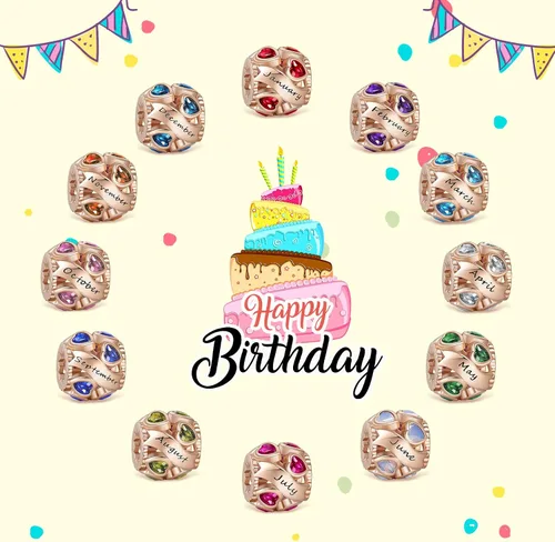 Miniatura 34 de Abalorio de plata de ley 925 con piedra natal de Ningan, abalorio de corazón para pulseras y collares, regalo de cumpleaños para mujeres y niñas
