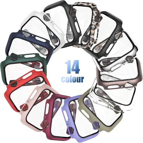 Miniatura 7 de 14 paquetes de fundas para Apple Watch con protector de pantalla de vidrio templado para Apple Watch Series 9/8/7 de 41 mm, Anotch, cubierta 14