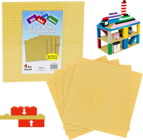 Miniatura 11 de Placas base clásicas para ladrillos de construcción – Juego de 6 placas de construcción grandes de 10 x 10 pulgadas (multicolores) – Conectividad