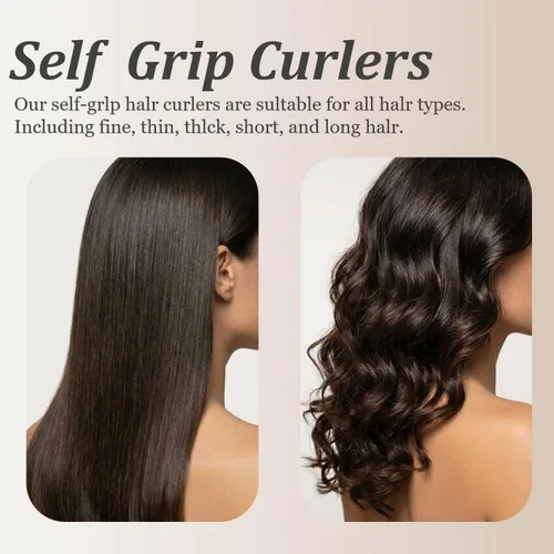 Miniatura 5 de 18 rodillos térmicos para el cabello, rizadores térmicos de cerámica para volumen de cabello largo, rulos de autoagarre jumbo para mujeres (rosa)