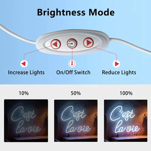 Miniatura 3 de C'est la vie Letrero de neón LED – Luz de neón blanca con texto en inglés «That's Life», alimentada por USB, decoración de mesa de pared