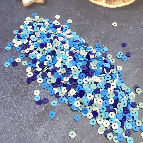 Miniatura 3 de 4000 cuentas de arcilla polimérica de mezcla azul, cuentas Heishi para hacer joyas, pulseras, collares, aretes, 0.236 pulgadas