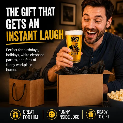 Miniatura 3 de Prison Mike - Vaso de cerveza divertido – The Office Merchandise – 16 onzas, resistente a los arañazos, regalo perfecto, regalos de broma