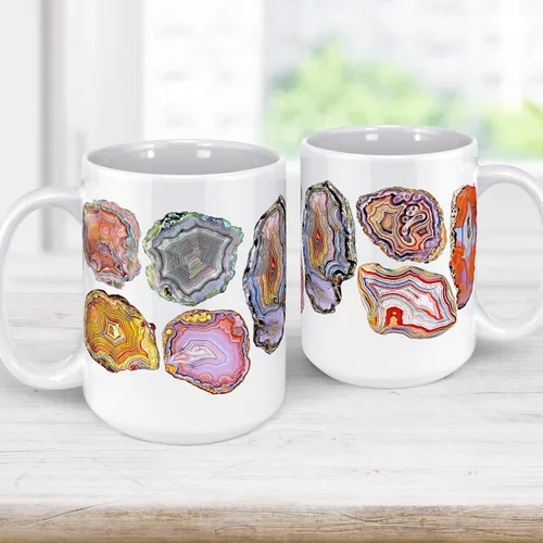 Miniatura 4 de Agate Geode Slice - Taza de café de cerámica para acuarela, 11 o 15 onzas