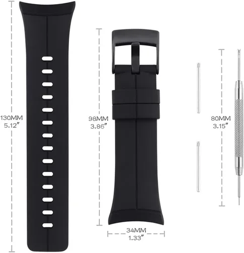 Miniatura 7 de Correa de reloj compatible con Suunto Spartan Ultra HR, correa clásica de repuesto de goma suave para reloj inteligente Suunto Spartan Ultra HR Negro