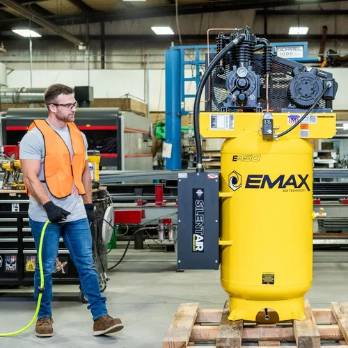 Miniatura 5 de EMAX Compresor de aire estacionario E350 - 5hp 80 Gal. Compresor industrial monofásico de 2 etapas con bomba lubricada a presión y sistema de aire