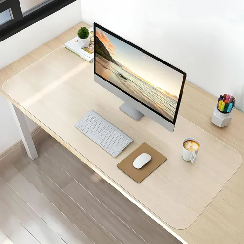 Miniatura 16 de NATRKE Vade de escritorio transparente grande, 27.6"x15.7" de plástico, protector de escritorio para computadora, tapete de PVC con bordes redondos