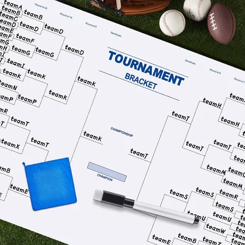 Miniatura 5 de Pasimy Tablero de soporte de torneo de baloncesto para 64 equipos, 24 x 36 pulgadas, reutilizable, para equipo deportivo, borrado en seco, en blanco