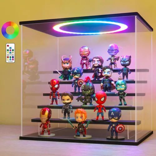 Miniatura 21 de LANSCOERY vitrina acrílica con iluminación LED, caja de exhibición de 5 niveles para coleccionables y figuras de acción, organizador transparente a