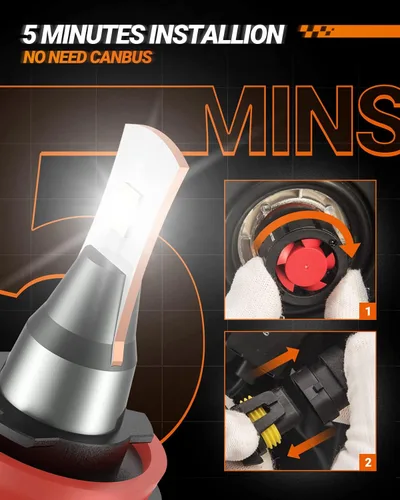 Miniatura 4 de SEALIGHT Bombillas LED 9005 H11, L2 HB3 H8 H9 24,000LM Super Brightness 6000K Bombillas blancas frías, IP68 impermeable, Plug and Play, ventilador